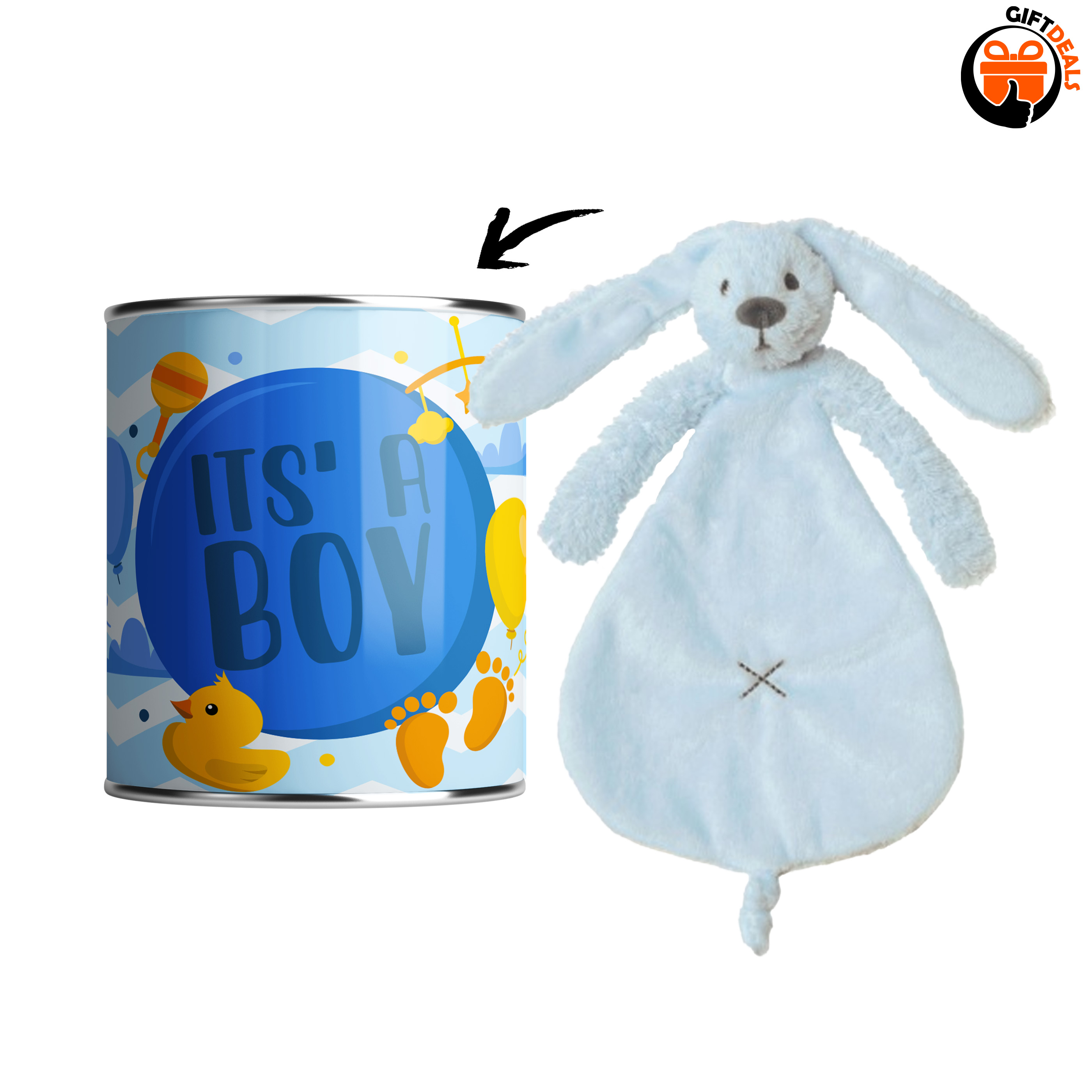 Blik 'It's a boy blue' met Happy Horse Tuttle
