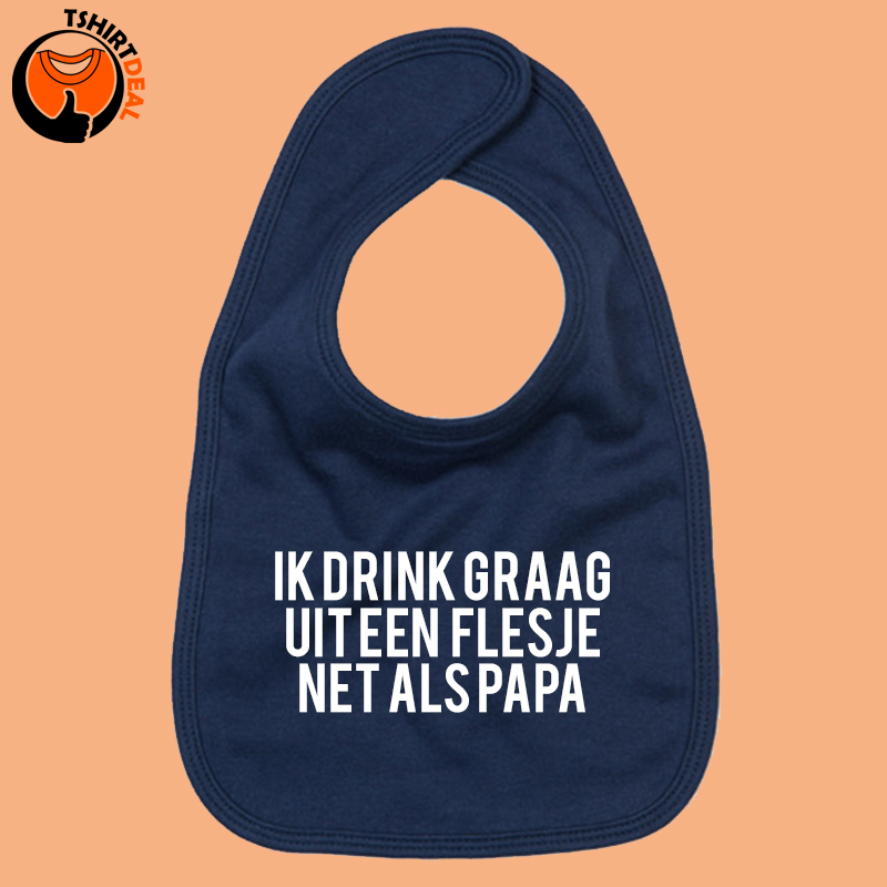 Slabbetje 'Drink uit flesje' bedrukt