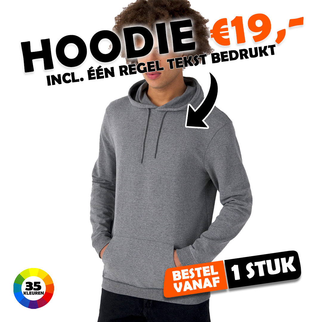 Hoodie met tekst €19,-