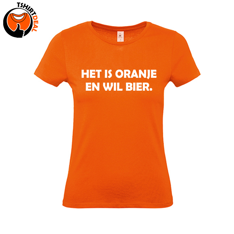 'Het is oranje en wil bier' dames T-shirt