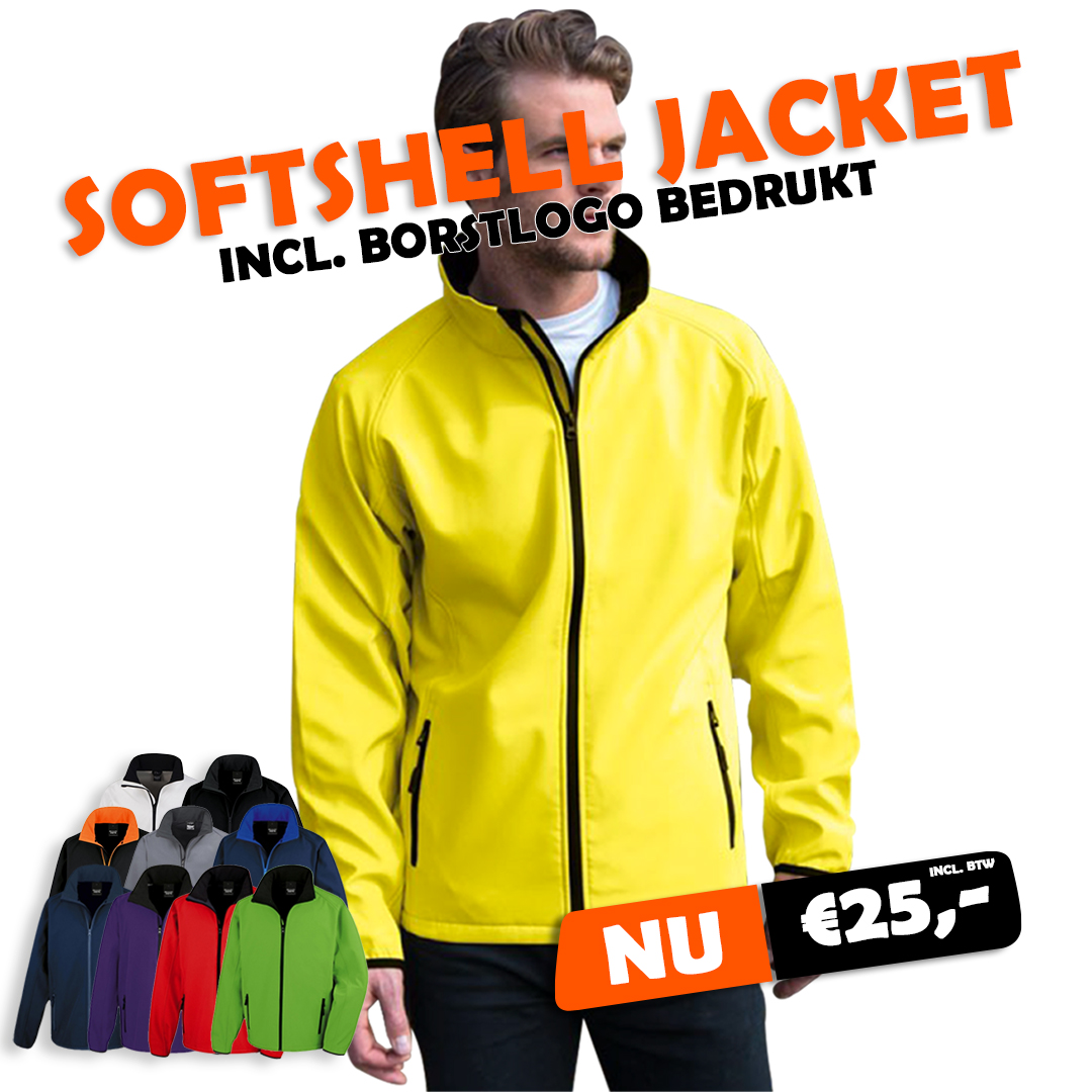 Softshell jacket incl. borstlogo €25,-
