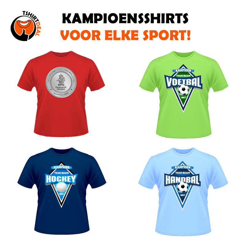 Kampioensshirts voor verschillende sporten