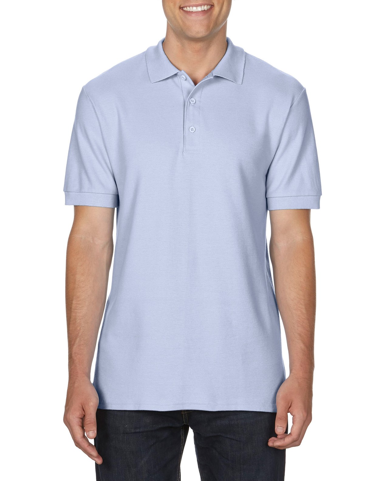 white polo shirt with light blue horse