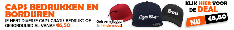 Caps gratis bedrukt met tekst of logo €6,50