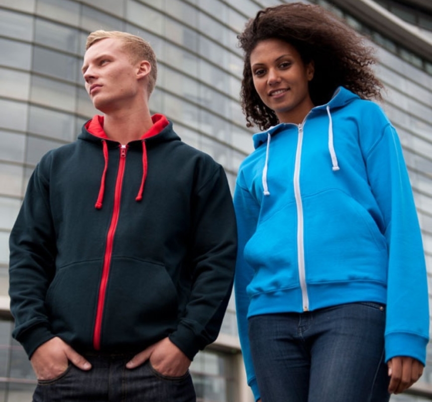 Twee kleuren hoodie met rits