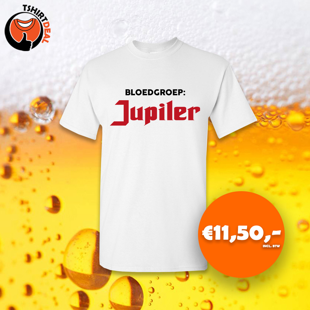 Wit shirt met opdruk 'jupiler'