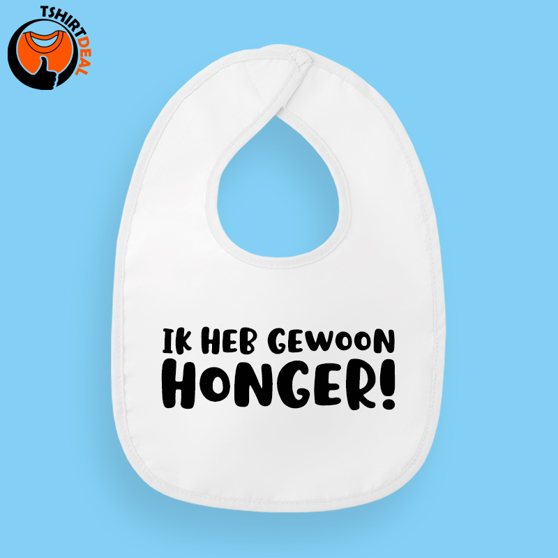 Slabbejte 'Ik heb gewoon honger' geborduurd