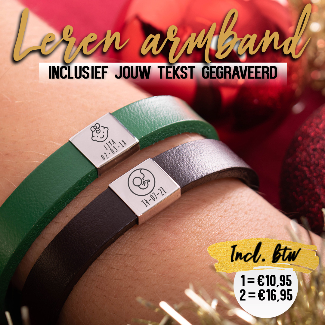 Leren armband graveren