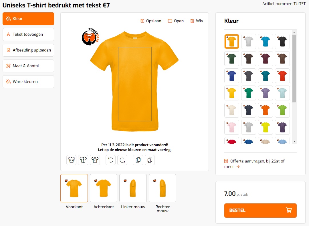 Uniseks T-shirt bedrukt met tekst €7,- ontwerpen