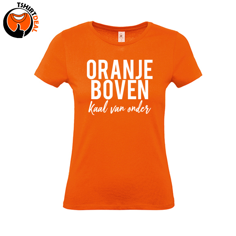'Oranje boven, kaal van onder' dames T-shirt